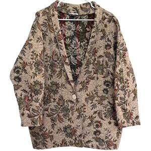 Vintage 70s Beged NY Tapestry Floral Jacket L Boho Large